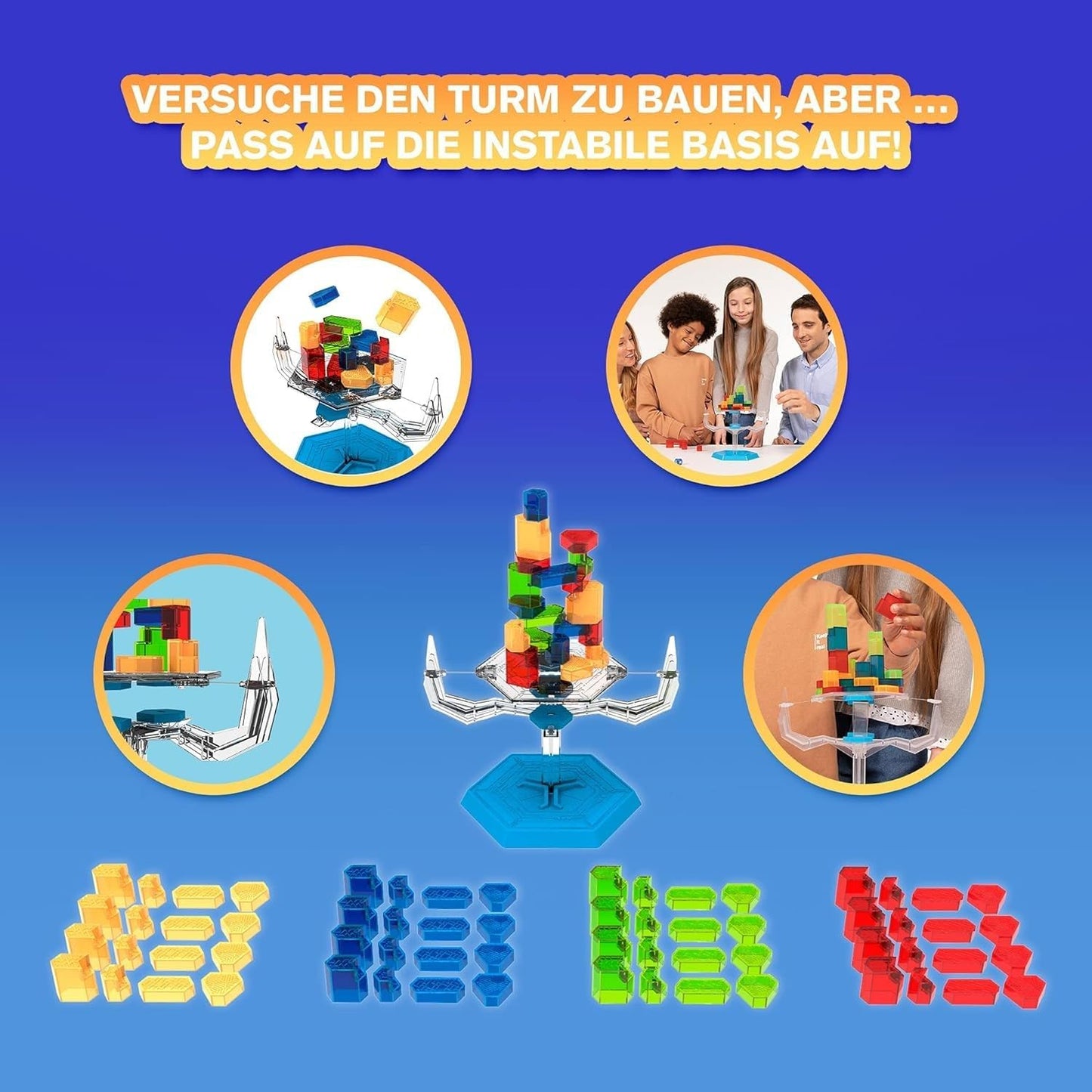 Play Fun BY IMC Toys Gravity Tower | Build a Tower with Blocks on an Unstable Floating Base, Defying Gravity - Fun Educational and Skill Game for Kids Ages 6+