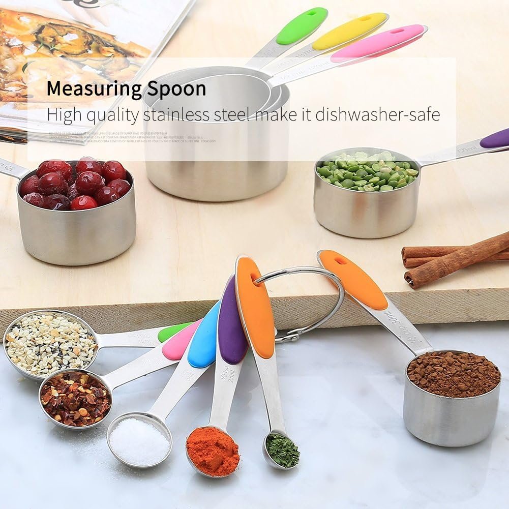 Set di Misurini E Cucchiai da 10 Pezzi in Acciaio Inossidabile, Cucchiaino da Cucina Per Utensili da Cucina, Gadget da Cucina Per Cucinare al Forno