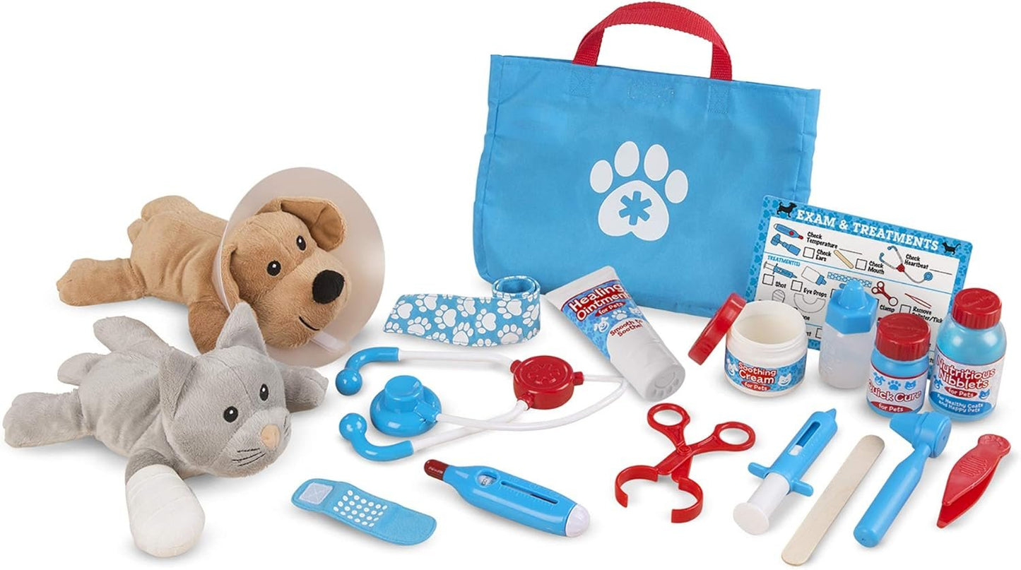 Melissa & Doug Examine and Treat Pet Vet Play Set (24 pcs) | Kids Veterinary Play Set, Veterinarian Kit For Kids, Pretend Play Doctor Set For Kids Ages 3+