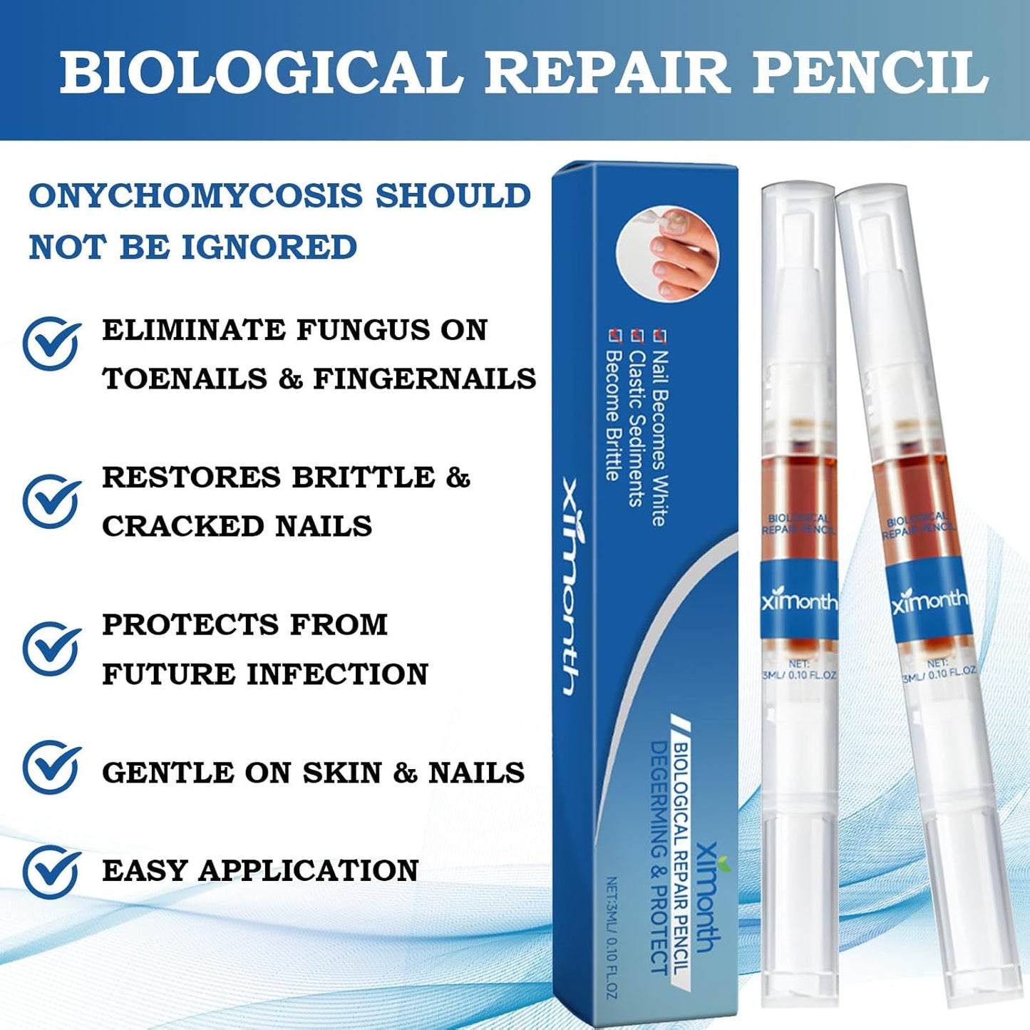 2 x Nail Care Pen, Nail Pen Nourish and Care for Damaged Nails, Quick and Effective, Nail Care for Nails and Toenails