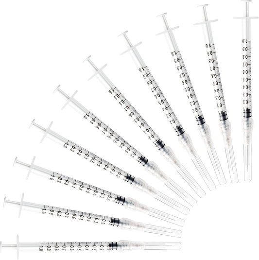 25 Pack 1ml Syringes with 27Ga 1/2 Inch Needle, Sterile Disposable Syringe Kit Individual Package for Crafts, Industrial, Scientific,Watering, Pet Feeding & DIY