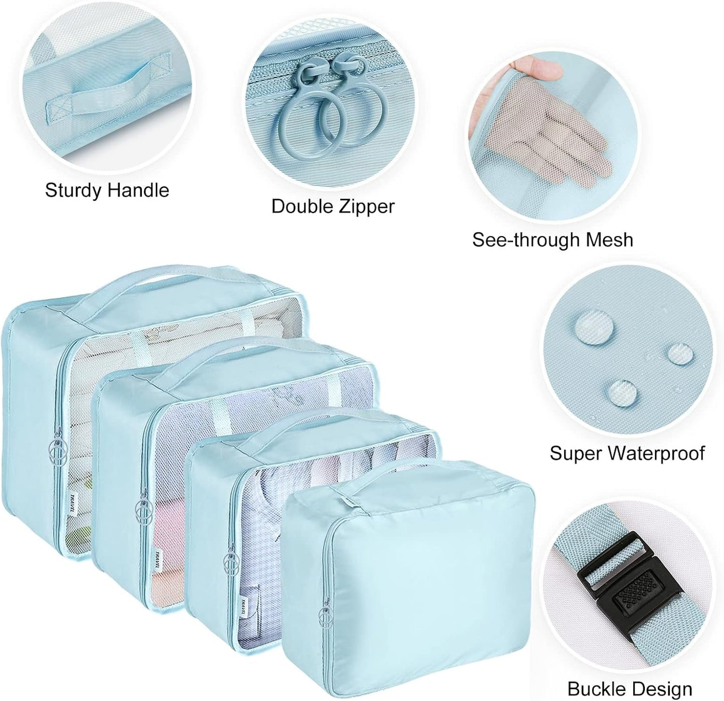 MURISE 8 Pieces Packing Cubes, Suitcase Organizer, Suitcase Organizer, Travel and Travel Suitcase Organizer, Travel Useful Accessories