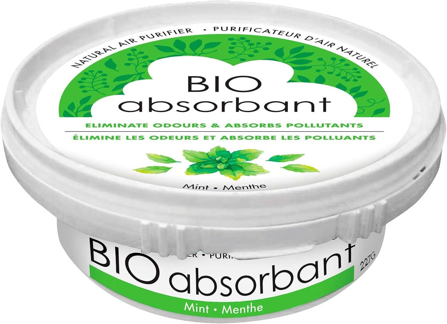 ATTITUDE Bio Absorbant Air Purifier with Activated Carbon Freshener, Made in Canada, Odor Remover, Plant and Mineral-Based, Vegan, Mint, 227 grams