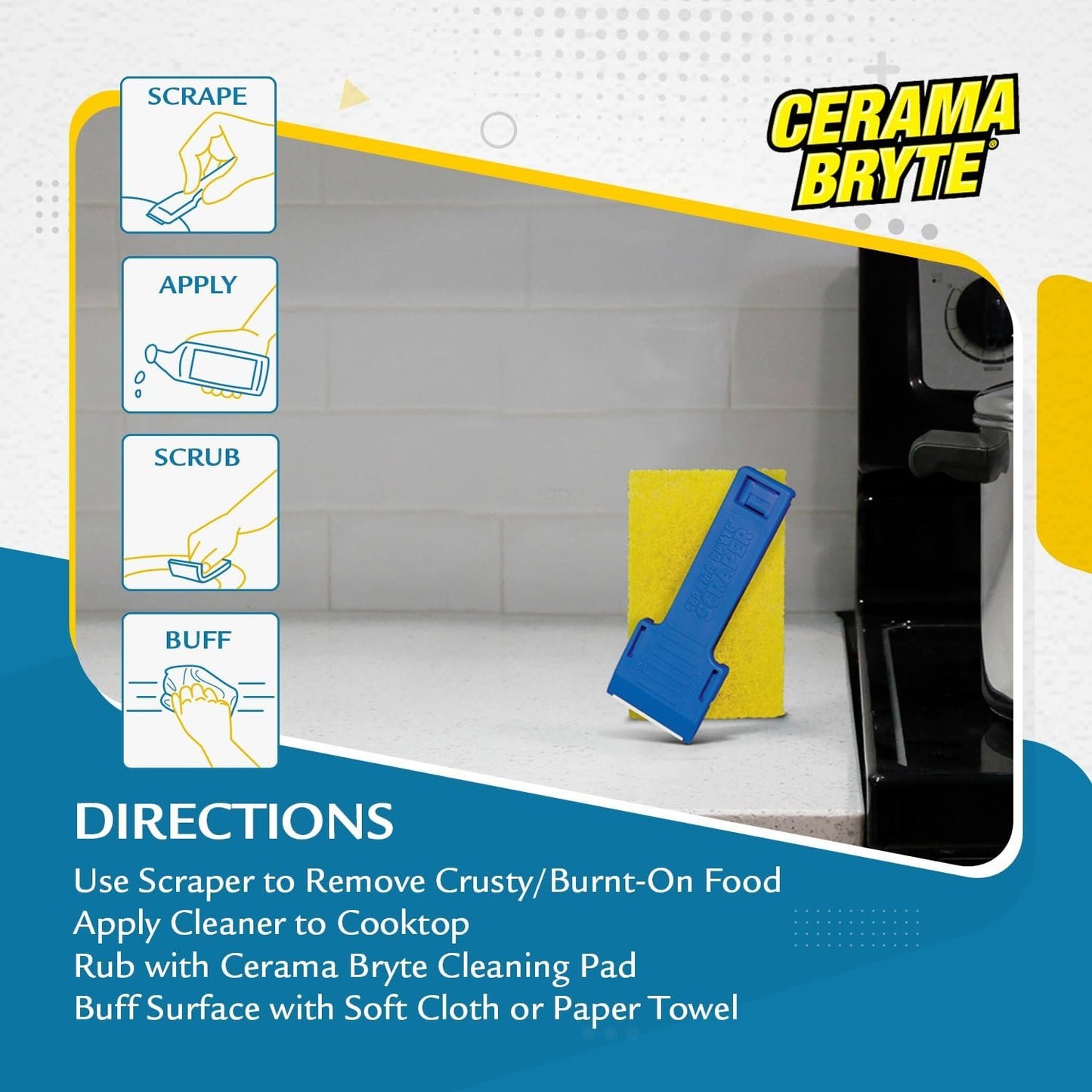 CERAMA BRYTE GVI28001, Scraper and Pad Combo, Blue