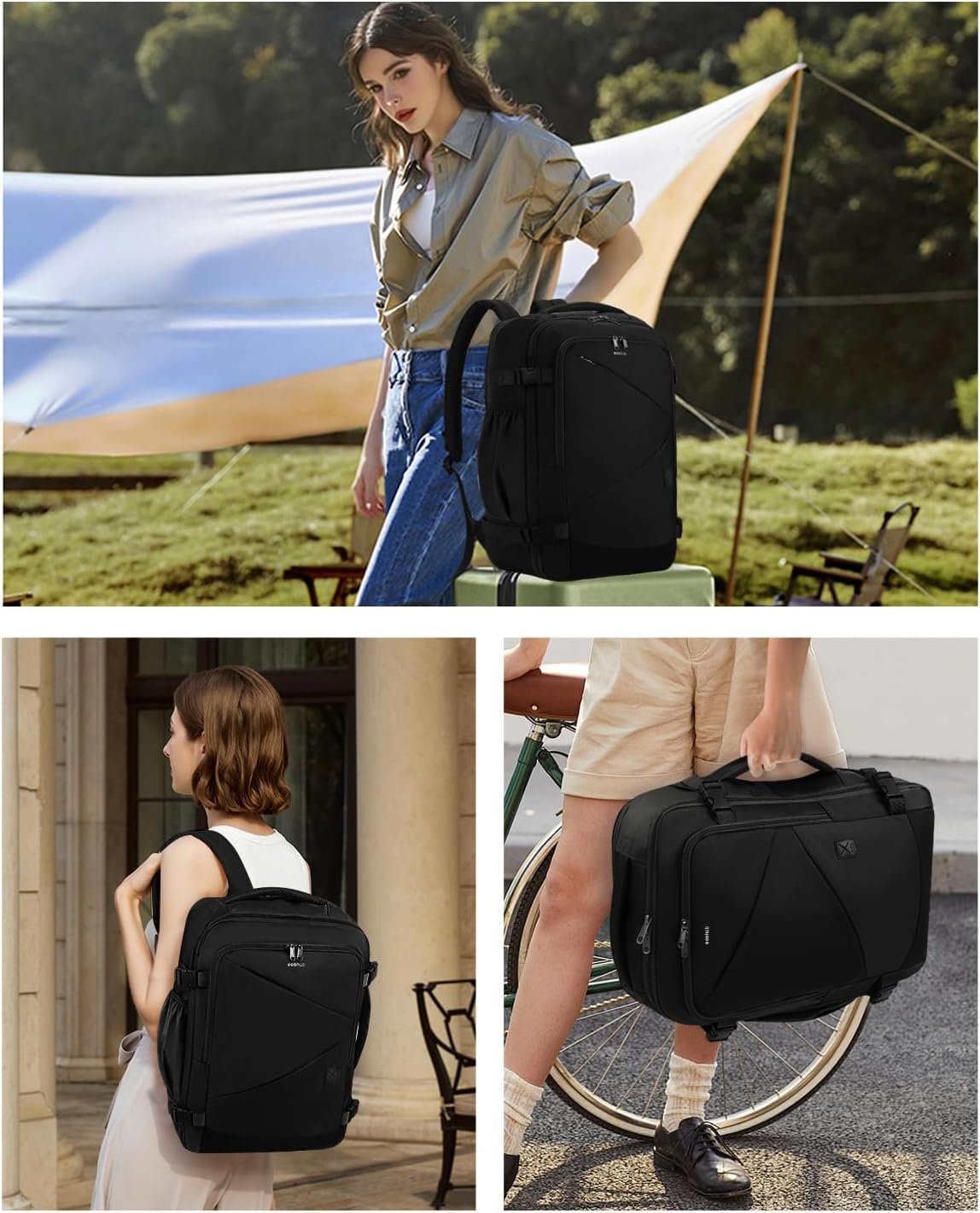 ECOHUB Carry On Travel Backpack, Expandable Airlines Personal Item Bag 18x14x8, Water Resistant 17 inch Laptop Backpack
