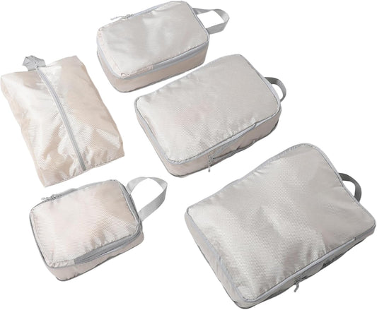 TOGEVAL Travel Essential: 5pcs Compression Packing Cubes for Suitcase Shoes and Clothing Water-resistant Compact and Designed for Organization