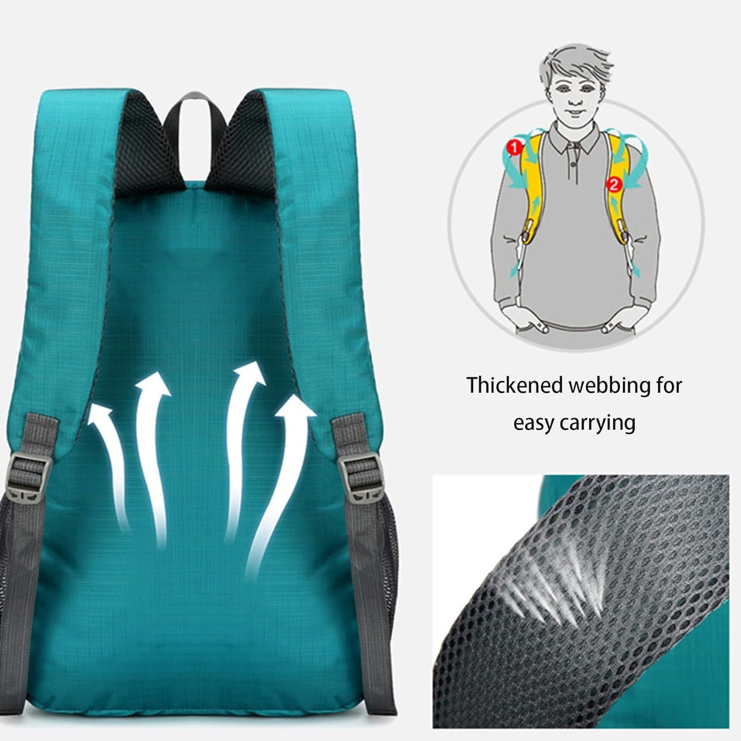 Daypack Hiking Backpack, Large 30L Storage Bag, 420D Polyester Waterproof Foldable Travel Bag, Outdoor Gear, Ideal for Camping, Backpacking, Walking, Traveling, and Adventure, 30x15x46cm