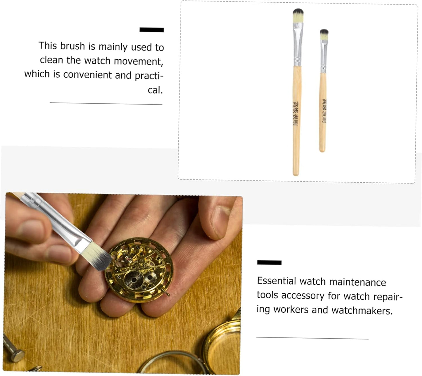 ELAYARD 2Pcs Watch Movement Cleaning Brush Soft Brushes for Watch Parts Repair Essential Tool for Watchmakers and Repairers for Cleaning Watch Movements and