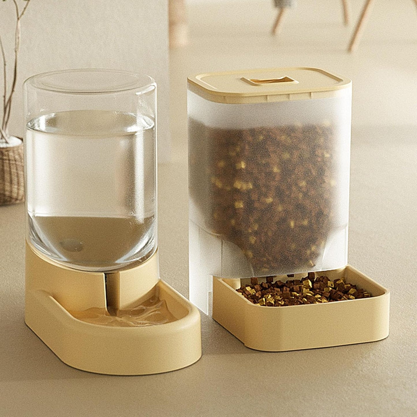 Uqezagpa Set di mangiatoie automatiche e ciotole per acqua e cani di piccola taglia con contenitore trasparente per alimenti per la casa