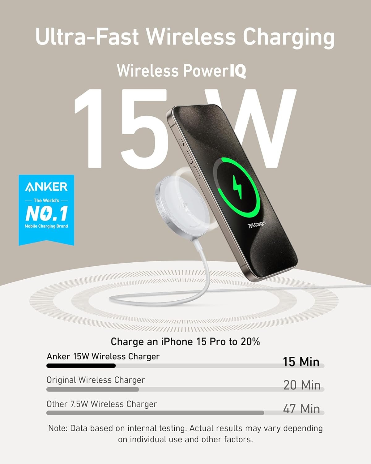 Anker MagSafe Charger Pad Compatible, MagGo iPhone 16 Wireless Charger Pad, Qi2 Certified 15W Wireless Charger, for iPhone 16/16 Plus/16 Pro/16 Pro Max/15/14/13/12 Series (Charger Not Included)