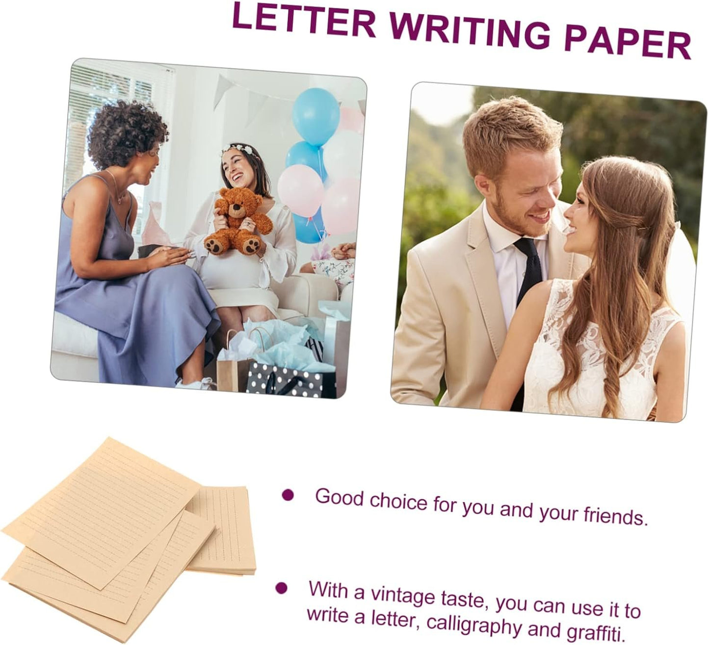 Angoily 100 Sheets A5 Vintage Kraft Paper Letter Writing Practical Stylish Stationery for Letter Sets