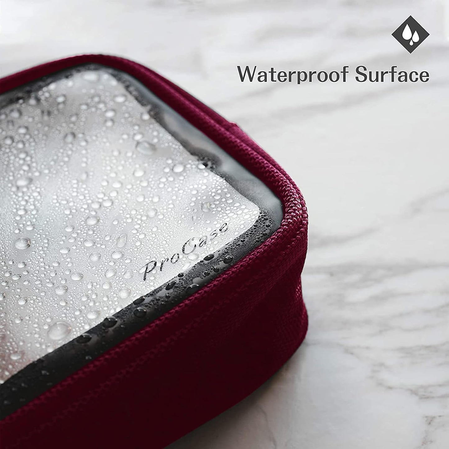 Procase TSA Approved Travel Toiletry Bag Pouch, Matte Clear Travel Organizer Airport Carry-On Checkpoint Airline Compliant Storage Bag for Toiletries Liquids Creams and Cosmetics -Red
