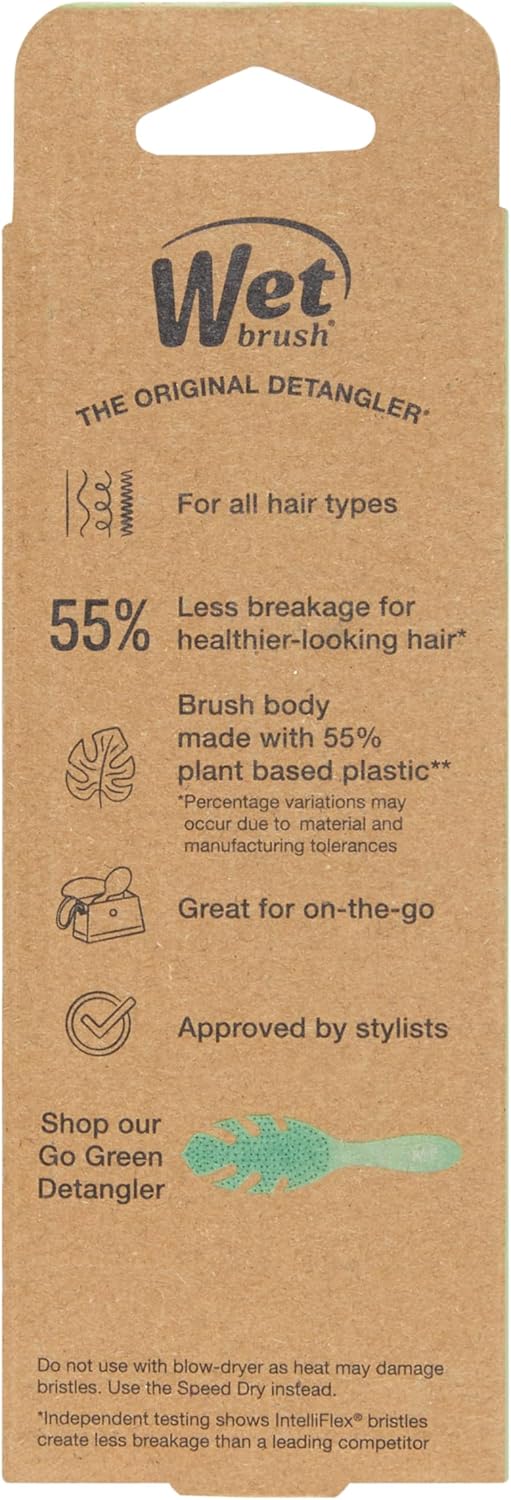 Wet Brush Go Green Mini Detangler, Grey - Detangling Travel Hair Brush - Ultra-Soft IntelliFlex Bristles Glide Through Tangles & Gently Loosens Knots While Minimizing Pain, Split Ends & Breakage