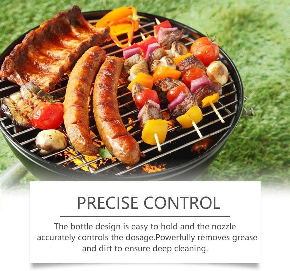 Wmool 120ml Portable Outdoor Barbecue Rack Cleanser Atomizing Strong Deoiling Stain Outdoor Easy Removal Use Cleaning Essentials Remover For Kit Grate Grill, Spray BBQ Degreaser BBQ &