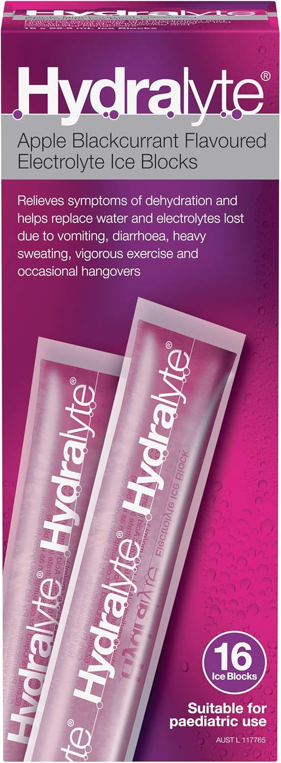 Hydralyte Electrolyte Ice Blocks Apple Blackcurrant Flavoured 16 Packs