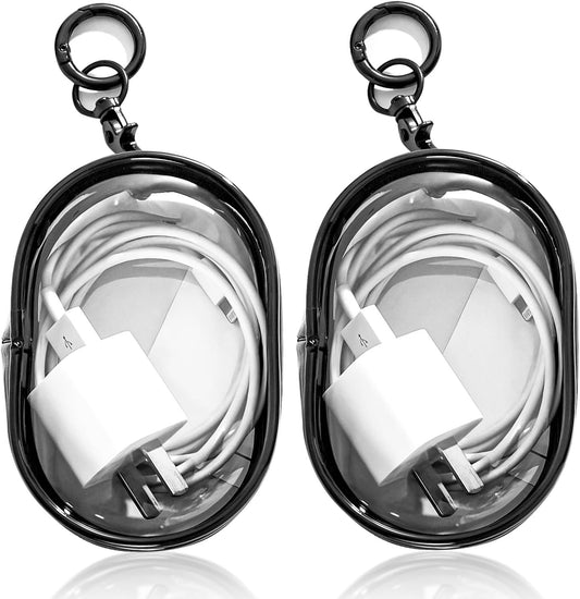 2 Pack Portables Clear Small Travel Cable Cord Organizer Case Accessories, PVC Waterproof Charger Electronic Organizer Bag Pouch for Travel, Short Trip Essentials