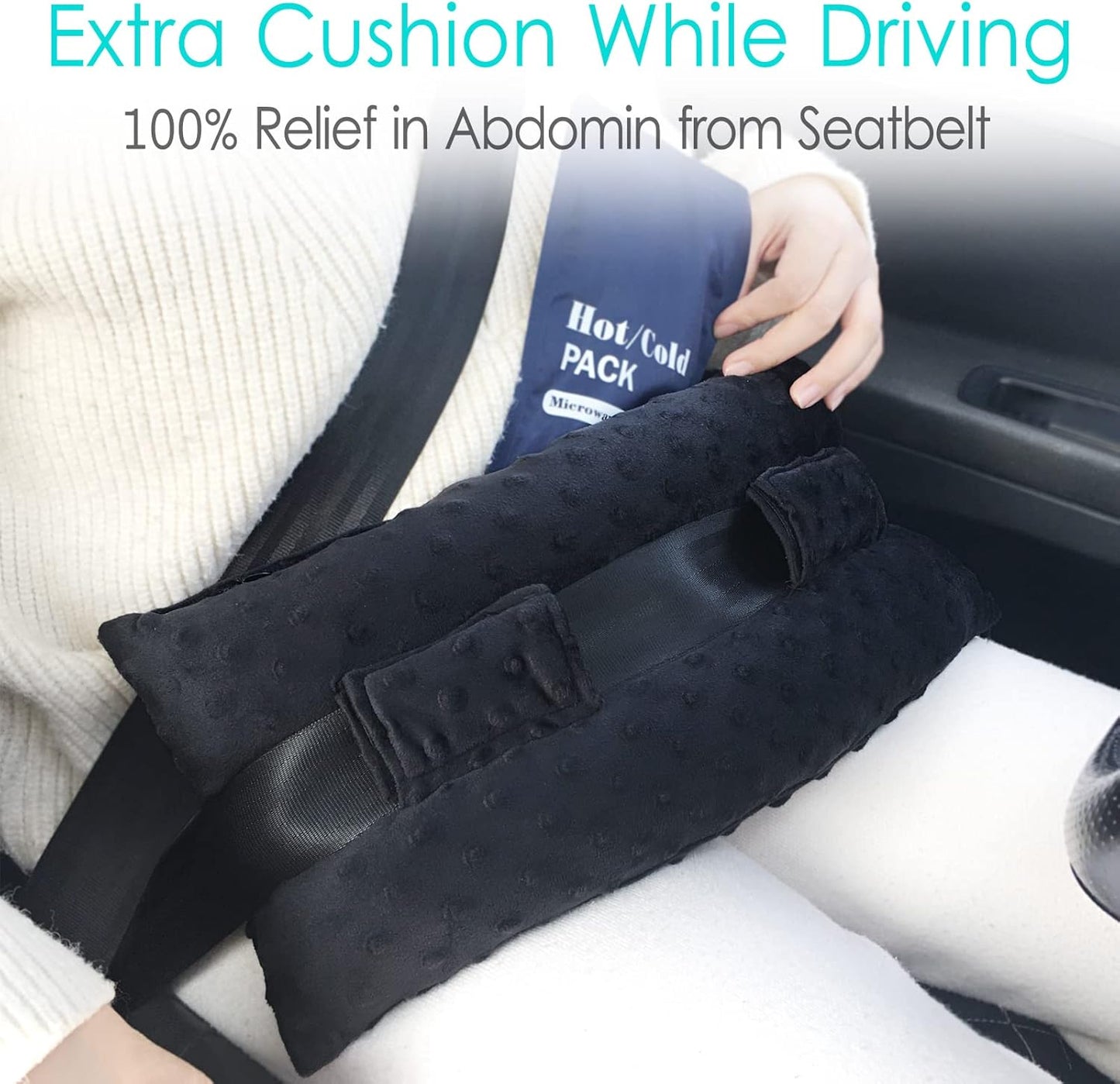 Hysterectomy Pillow Abdominal Post Surgery Pillows with Pocket Comfort for Ice Heat Packs Tummy Tuck Belly Incision Recovery Seatbelt Gifts Women Patients Minky Dot Black