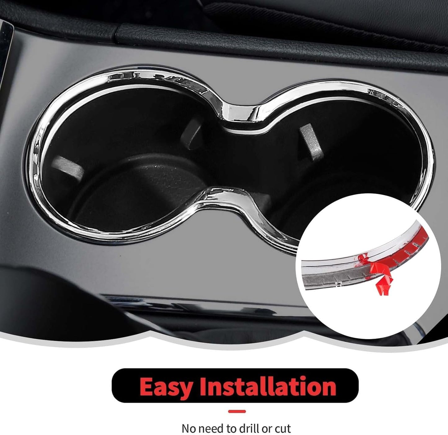 Cup Holder Trim Cover Frame Decorative Interior Accessories for Jeep Grand Cherokee 2011-2021 (Chrome)
