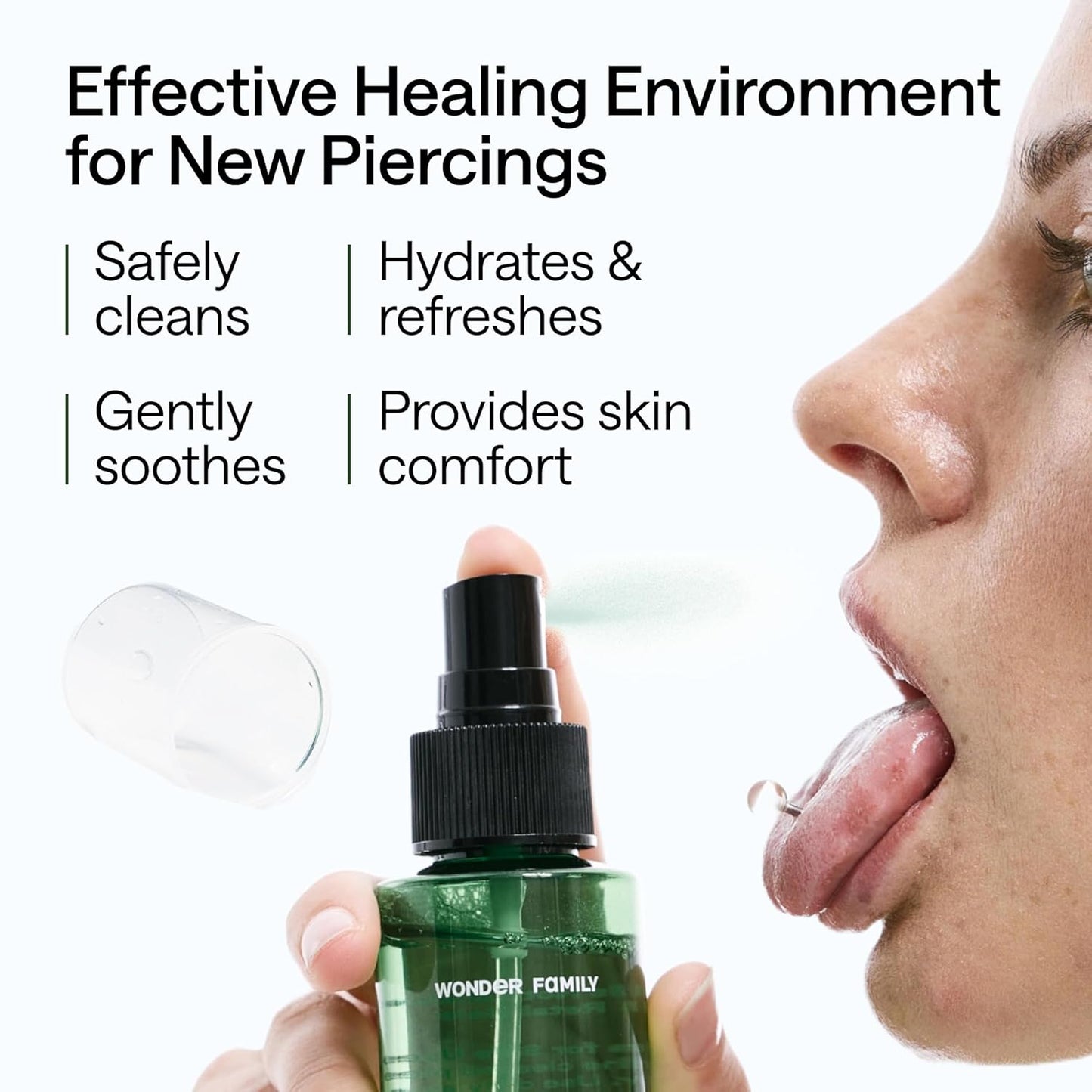 Piercing Aftercare Spray - Sterile Saline Solution for Piercings with Panthenol & Tea Tree Oil for Piercing Bumps - Lip, Body, Nose Rings, & Ear Piercing Cleaner - Keloid bump removal for piercings