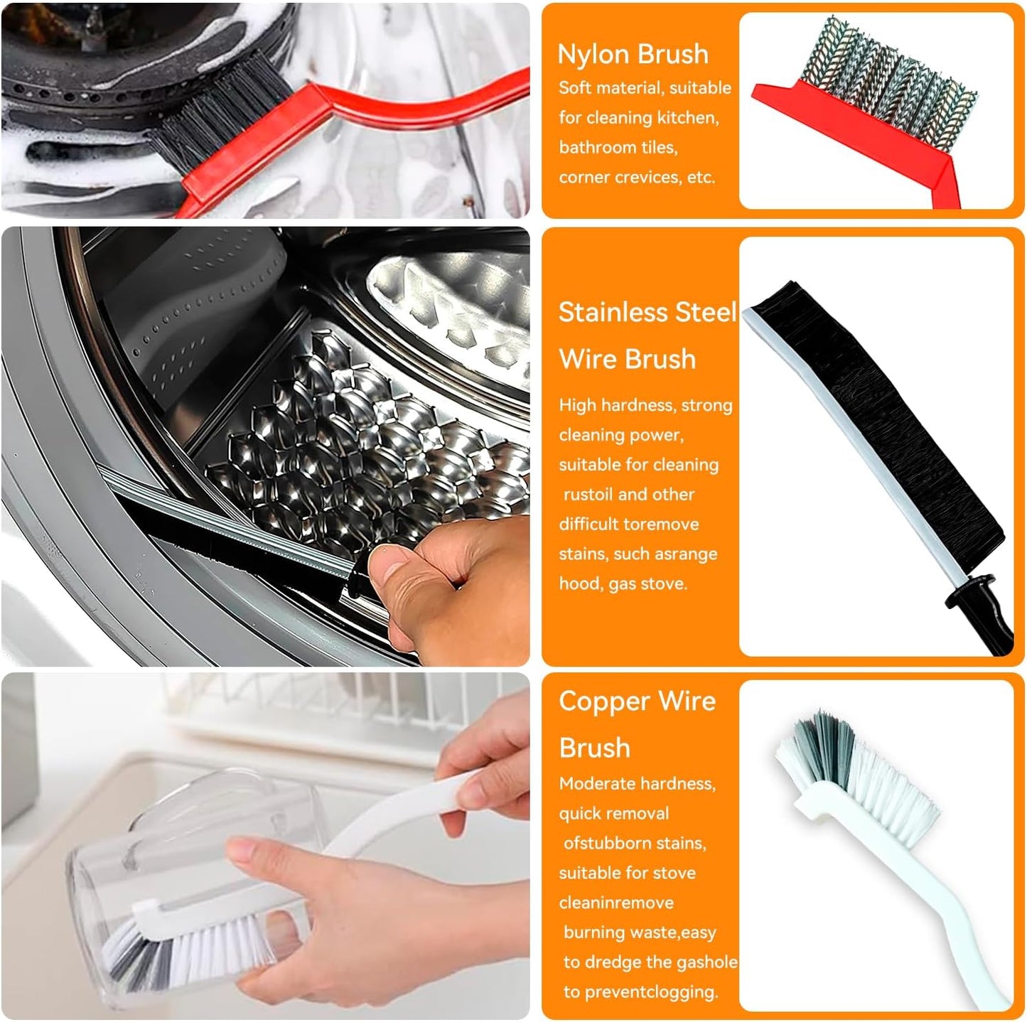 Shanghigh Crevice Cleaning Brushes - 8PCS Scrub Brush Toliet Cleaner, Grout Brush Set Clean Tools for Groove Corner, Home Essentials, Hard Bristle Cleaning Supplies for Kitchen, Bathroom and Toilet