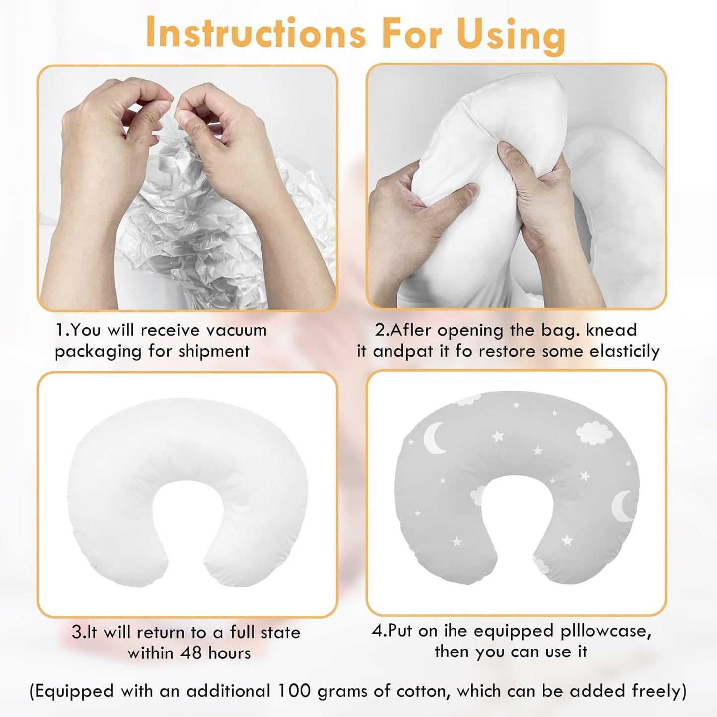 Nursing Pillow, Breast Feeding Pillows for Mom, Soft Cover with Breathable Filling, Ergonomic Breastfeeding, Bottle Feeding and Bonding, Multifunctional Support Cushion for Travel (Star)
