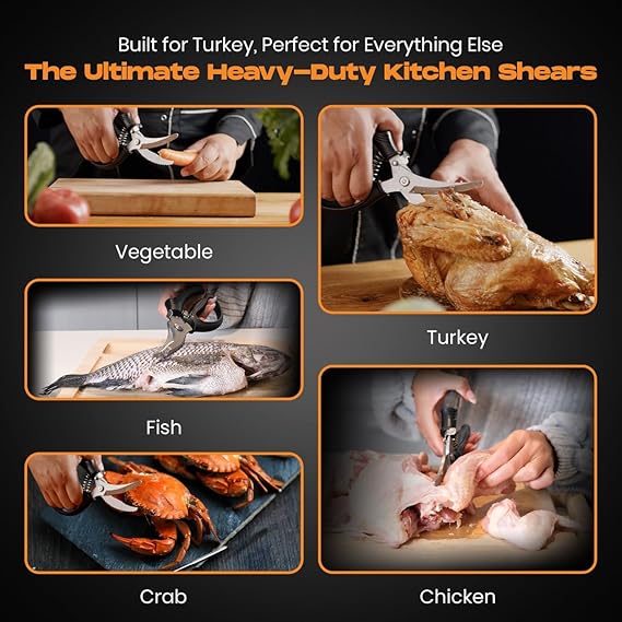 Poultry Shears, Kitchen Scissors for Food With Safety Lock, Kitchen Shears for Food, Meat Scissors, Bone Cutter, Chicken Cutter