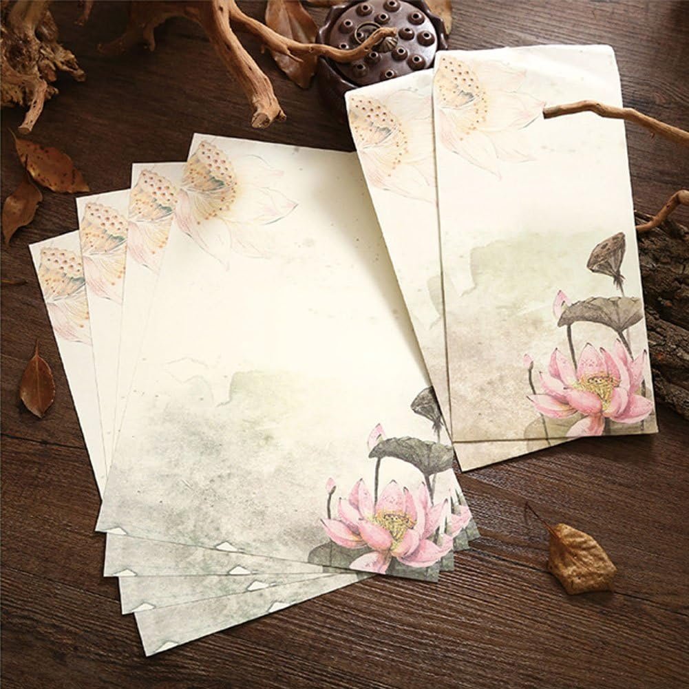 Winrase Set of 32 Chinese Ink Painting Classical Style Design Writing Stationery Paper with 16 Envelopes8 Styles