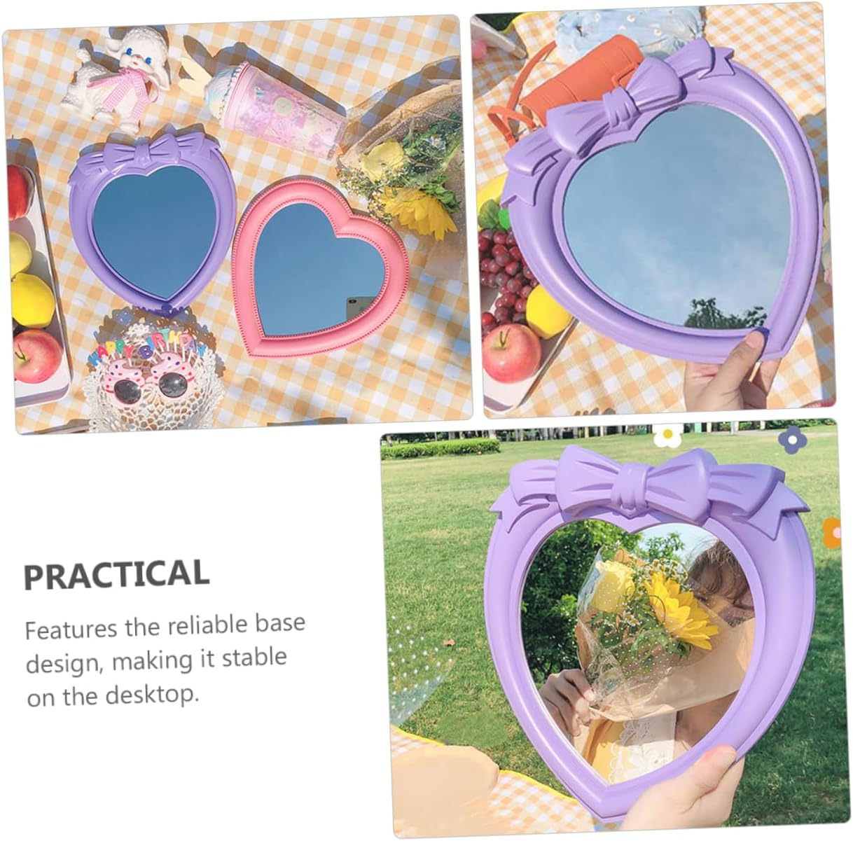 VNGBFGDFVN 2 x Mirror Travel Cosmetic Photo Props Tabletop Small Vanity Home Decor Dining Room Decor for Table Desk Top