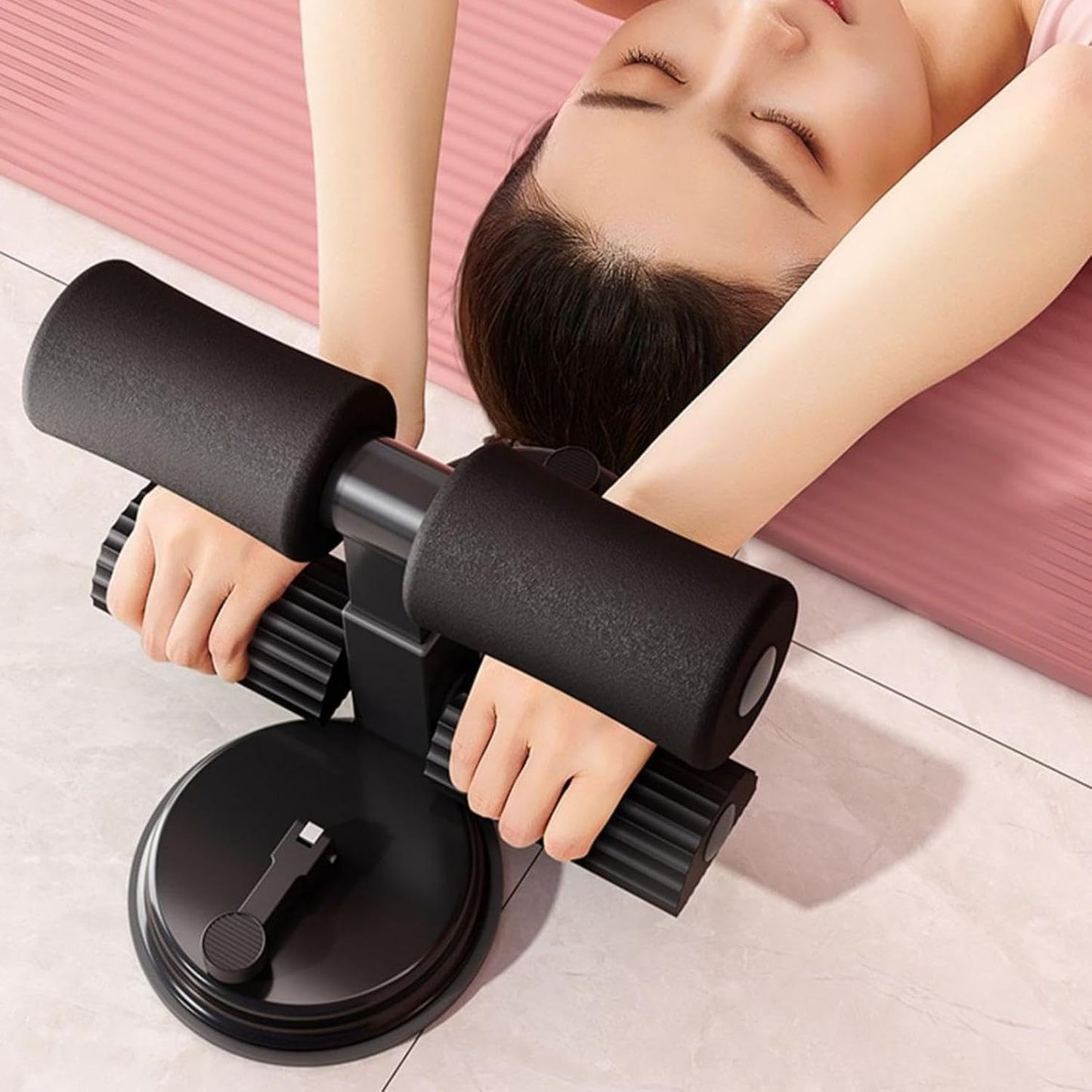 Sit-Up Aids, Suction Cup Sit Up Foot Holder 25.5x24x16cm, Adjustable Height Portable Workout Gear, Strength Training Tool with Non-Slip Handle, Fitness Aid for Abs Workout