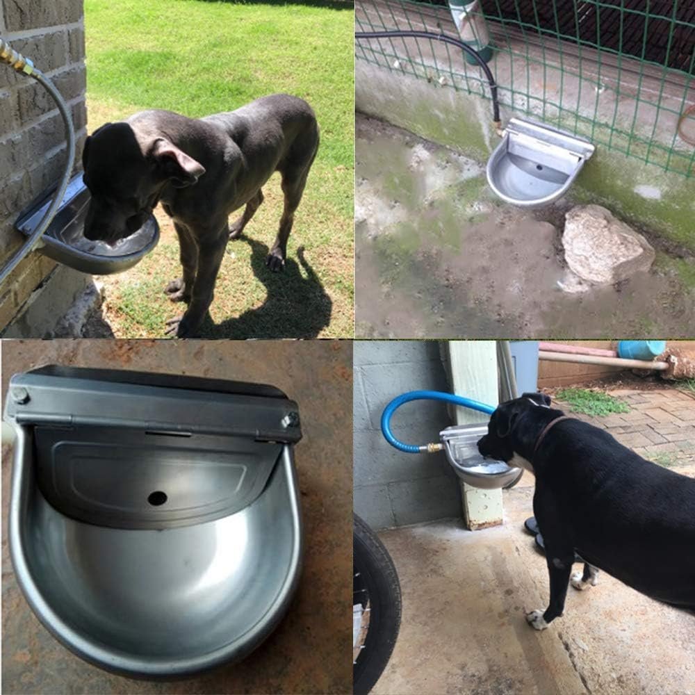 Lucky Farm Automatic Cattle Waterer Horse Sheep Goat Pig Dog Water Trough 4 in1 Livestock Watering Equipment (Water Bowl& Pipe &Adaptor &Mounting Screws)