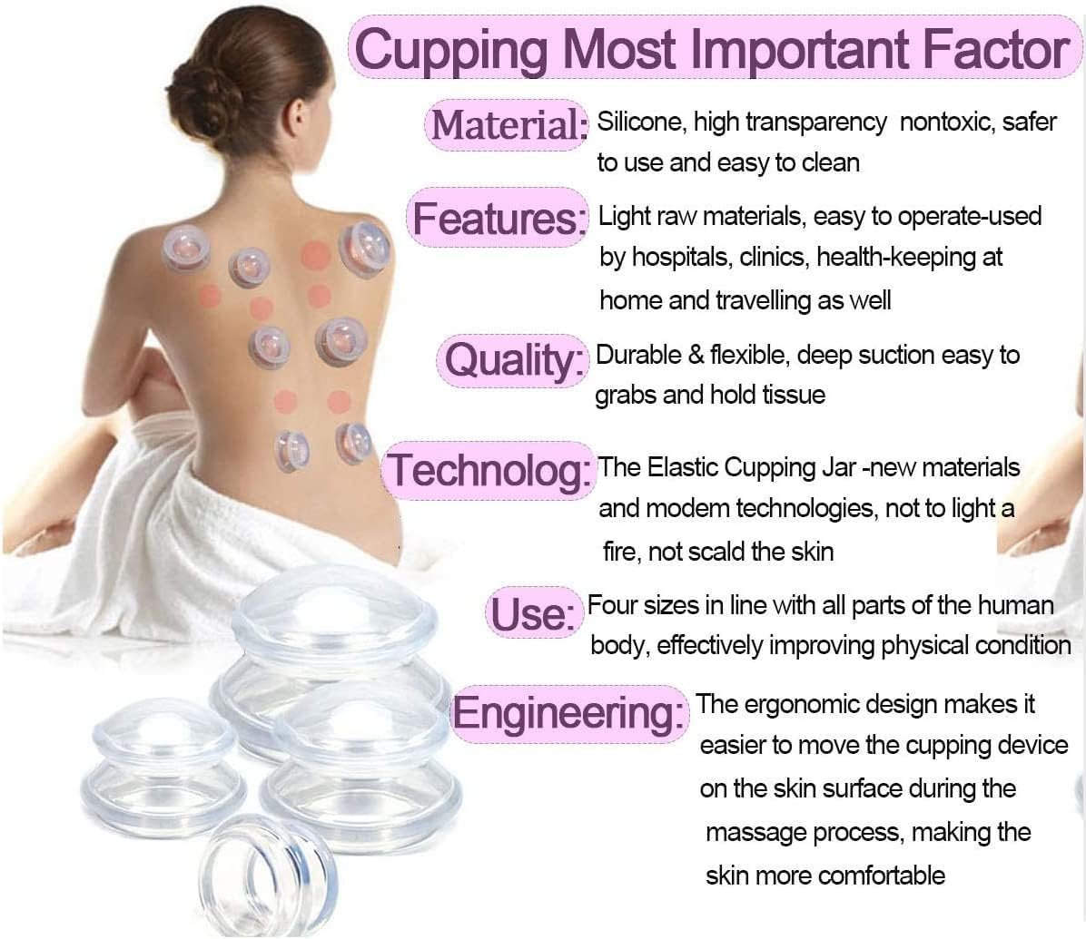Silicone Cupping Set - Chinese Therapy Massage Suction Cups for Muscle Soreness, Pain Relief, Injury Recovery, Toning & Cellulite,Weight Loss Transparent (6 Cups)