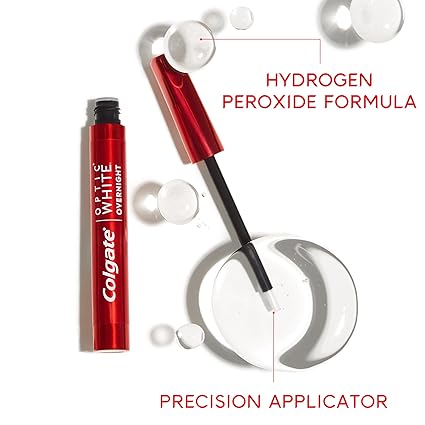 Colgate Optic White Overnight Teeth Whitening Pen, Hydrogen Peroxide Teeth Whitening Pen, Visibly Whiter Teeth In Just 1 Week When Used as Directed, 21 Whitening Treatments, 0.08 fl oz