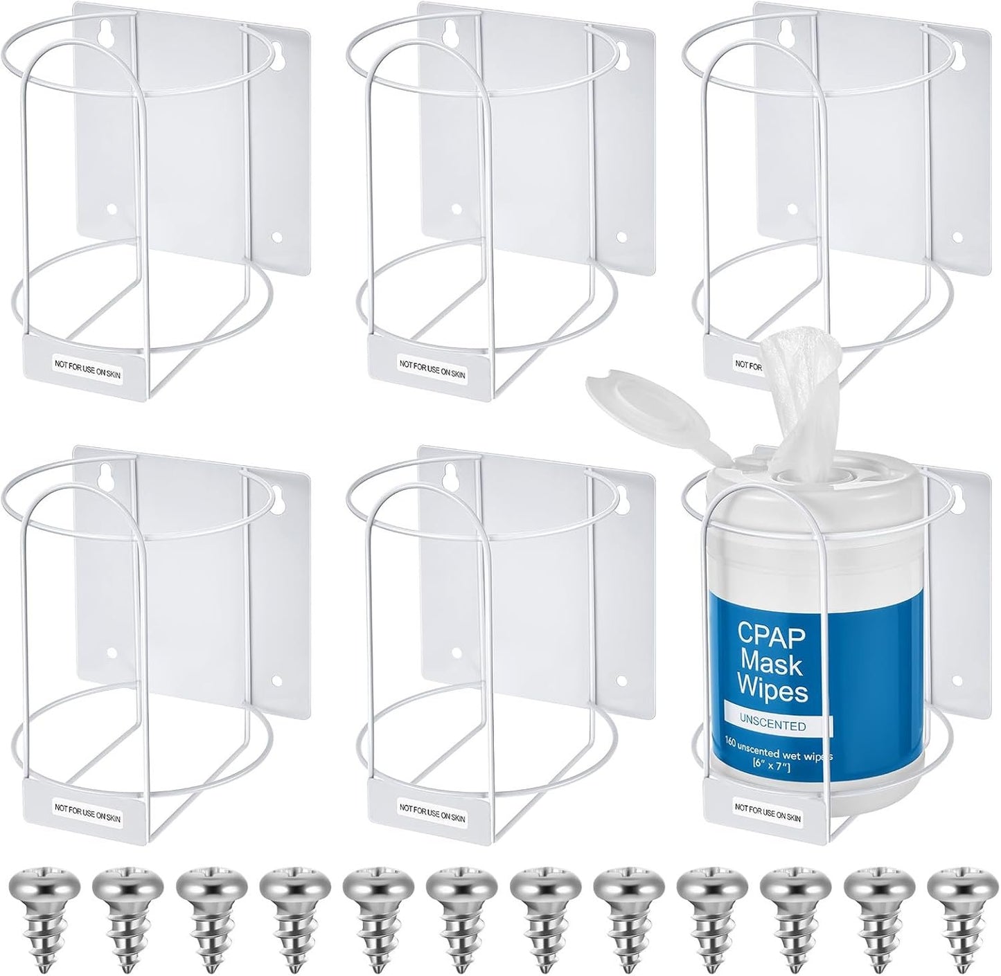 Tandefio 6 Pcs Wall Bracket for Wipes for Hospital Heavy Duty Bucket Holder Bucket Organizer White Wall Mount Wipe Dispenser Wipe Rack for Bedrooms Offices Living Rooms Home Office Public Restrooms