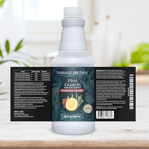 Natural Riches Household Cleaner Concentrate Five Guards from The Tales of French stories of Thieves Essential Oil Blend Household Cleaner - 32 fl oz