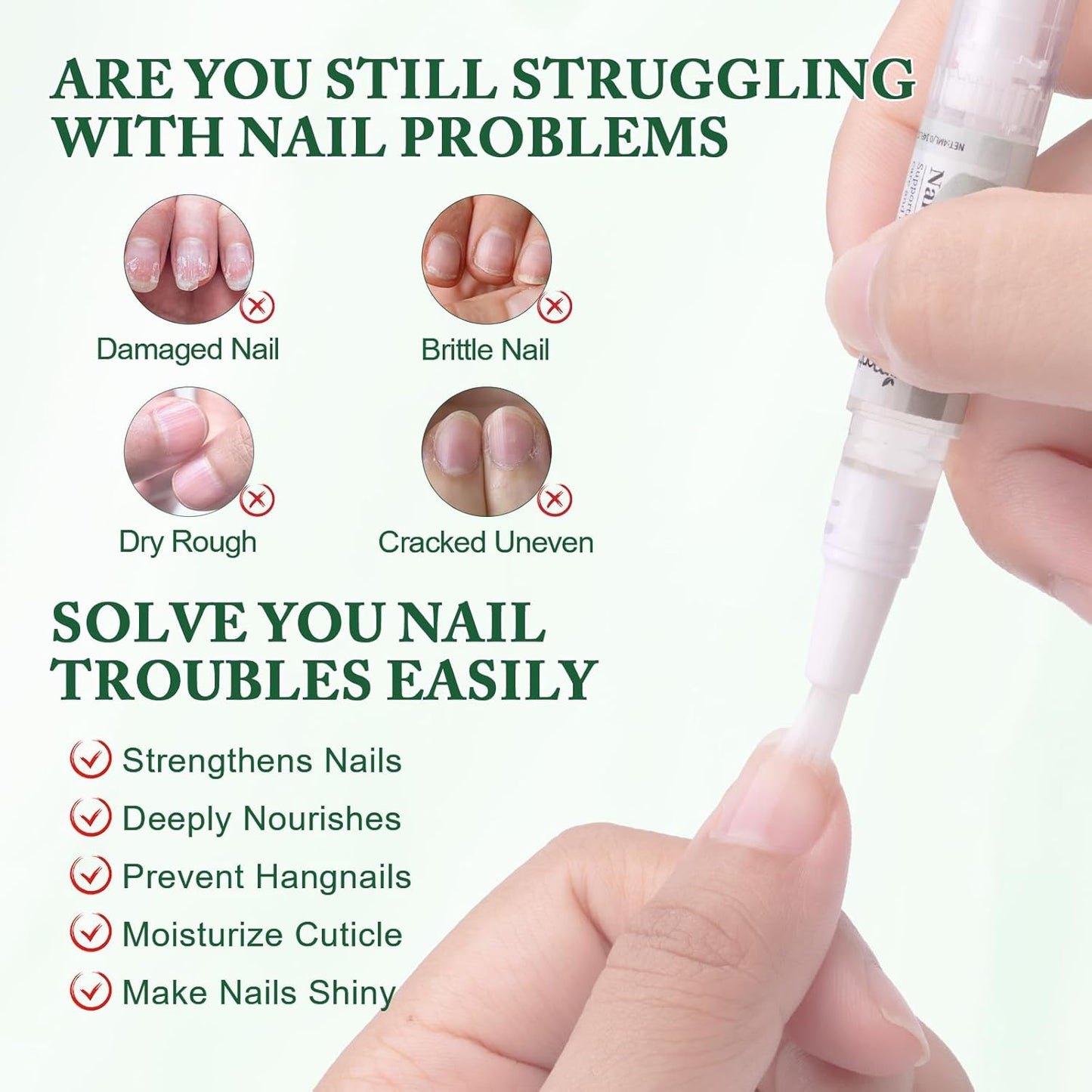 2 x Nail Care Pens with Tea Oil, Vitamin E and Aloe Vera - For Broken Nails