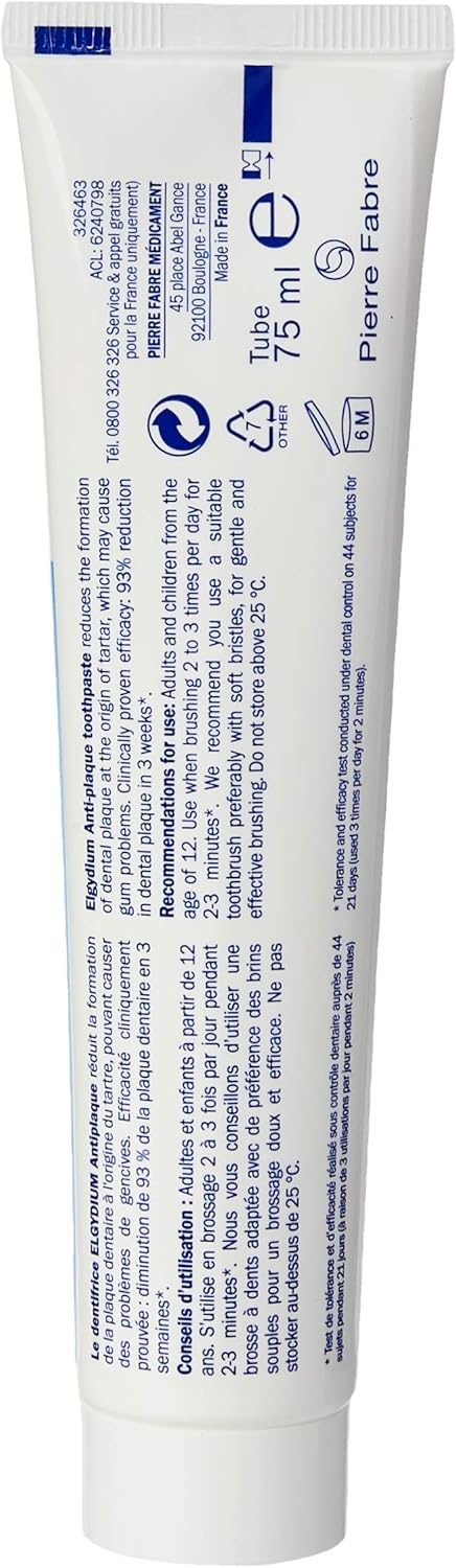 Pierre FABRE ORAL CARE Elgydium Toothpaste Antiplaque 75 ml Pack of 2