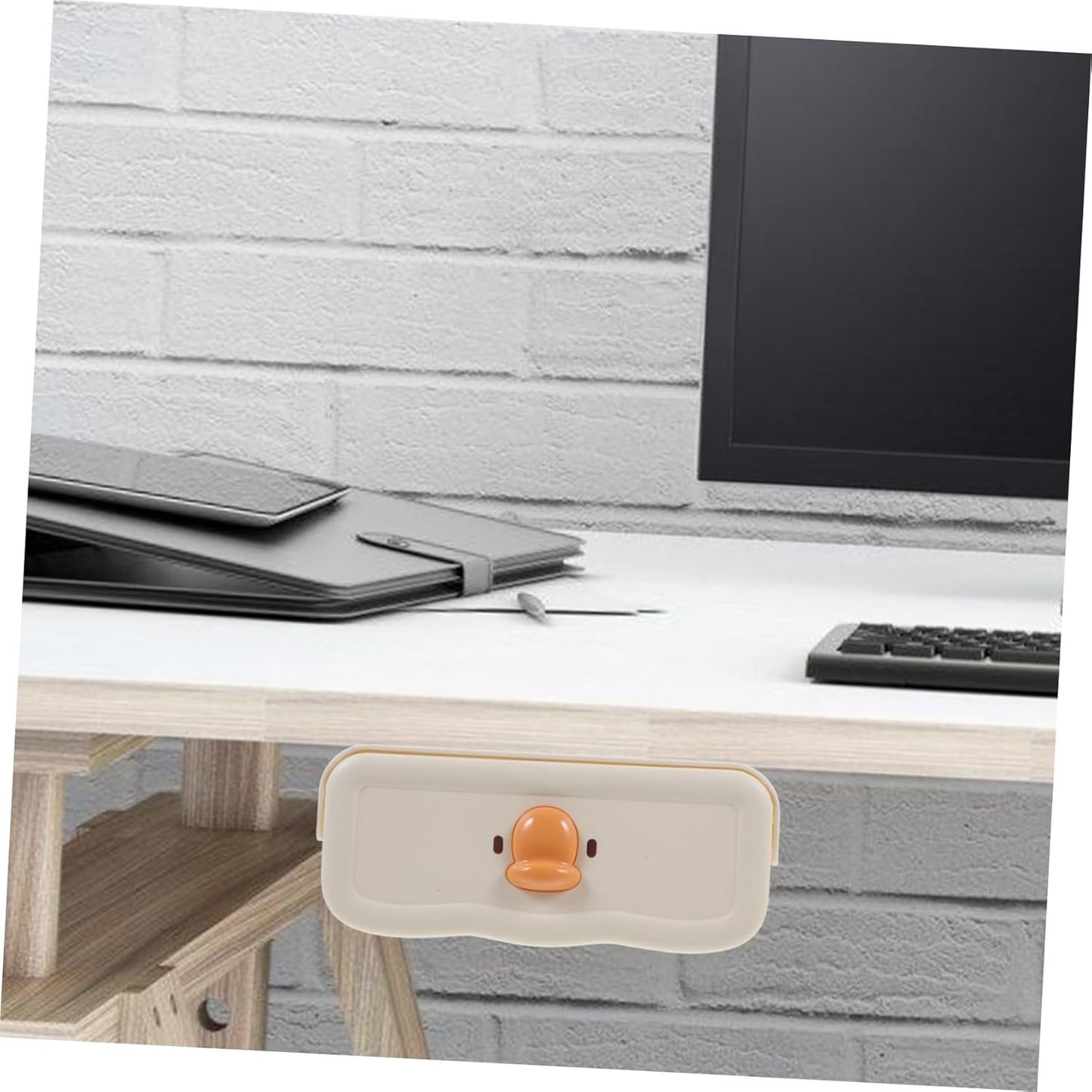 Veemoon Under Desk Drawer Organizer Stackable Desktop Storage for Office Supplies Fun Cartoon Design for Tidy Workspaces Essential Hidden Desk Organization