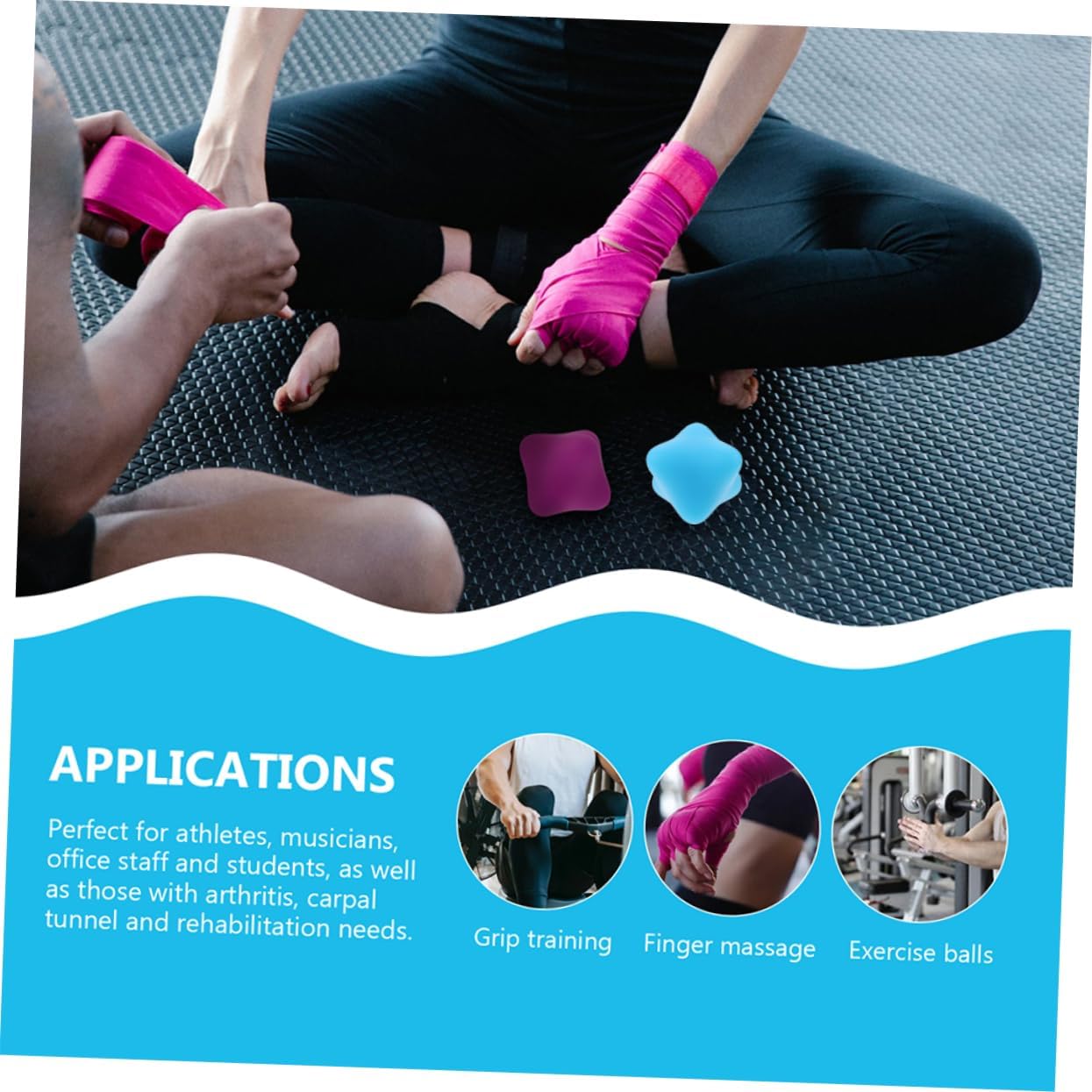 JOINPAYA 2 Pezzi Sfera Con Impugnatura Esagonale Dito Recupero Circolazione Mano Muscoli Terapia Massaggio Stretta Palla Palline Massaggianti Per Punti Di Agopuntura Blu Gel Di Silice