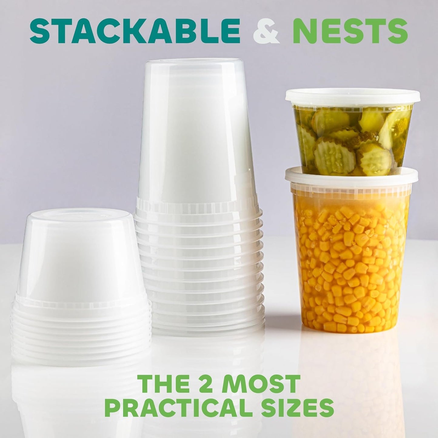 JoyServe Deli Food Containers with Lids - (48 Sets) 24-32 Oz Quart Size & 24-16 Oz Pint Size Airtight Food Storage Takeout Meal Prep Containers with 54 Lids, BPA-Free, Dishwasher, Microwave Safe