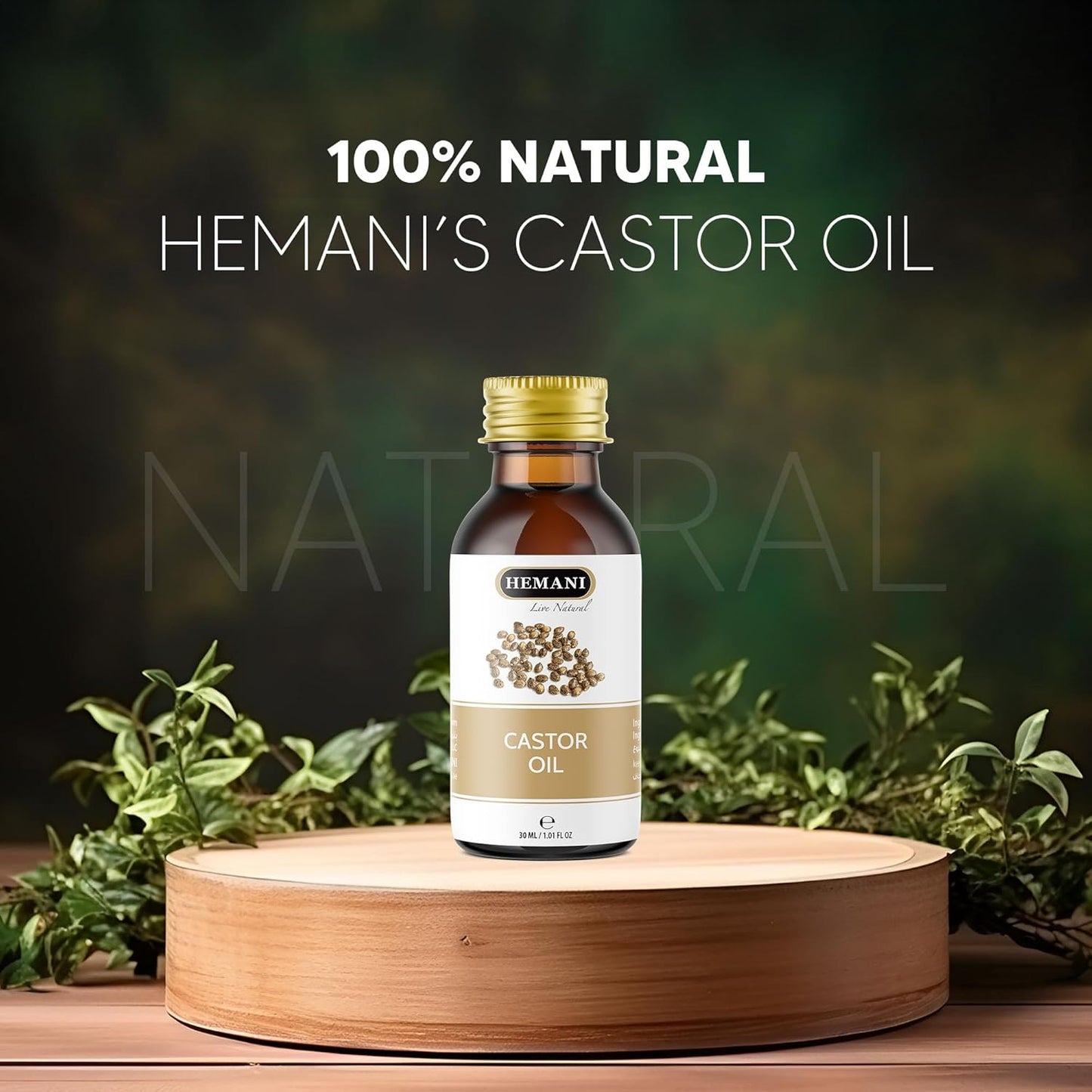 Hemani Castor Oil Ricinus communis - 30mL | Natural Skin & Hair Care, Pure Cold-Pressed Oil for Radiant Glow, Anti-Aging, Hydration & Wellness.