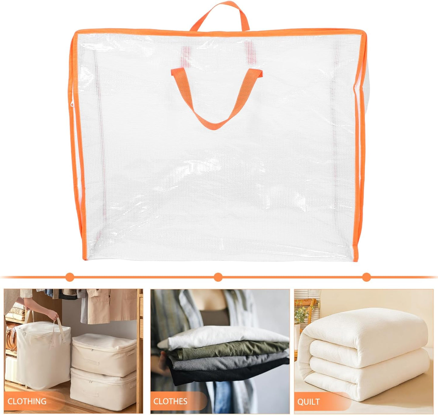 Ipetboom Large Capacity Transparent Clothes Storage Bag with Zipper Heavy Duty Moving Tote for Quilts Bedding and Protection for Efficient Packing and Organization