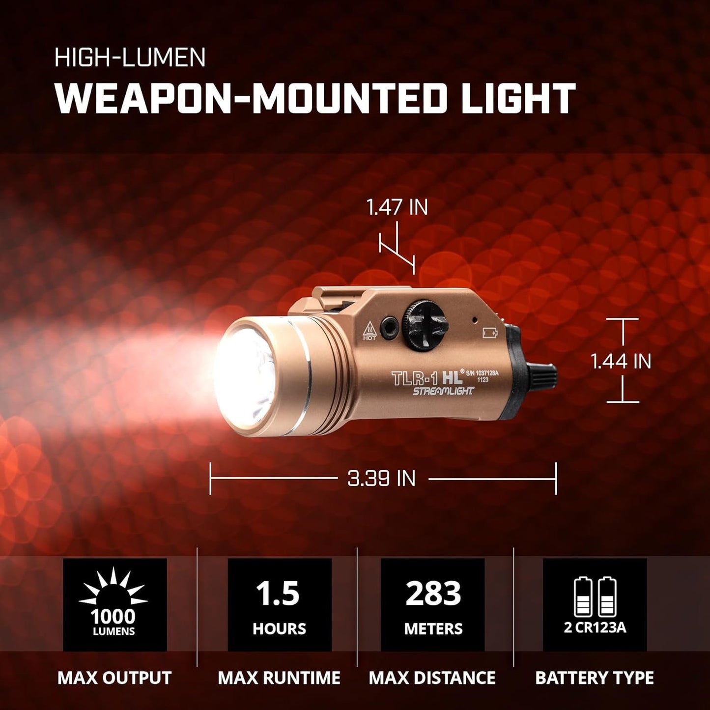 Streamlight High Lumen Rail Mounted Tactical Light, Flat Dark Earth Brown, Light Only - 69267