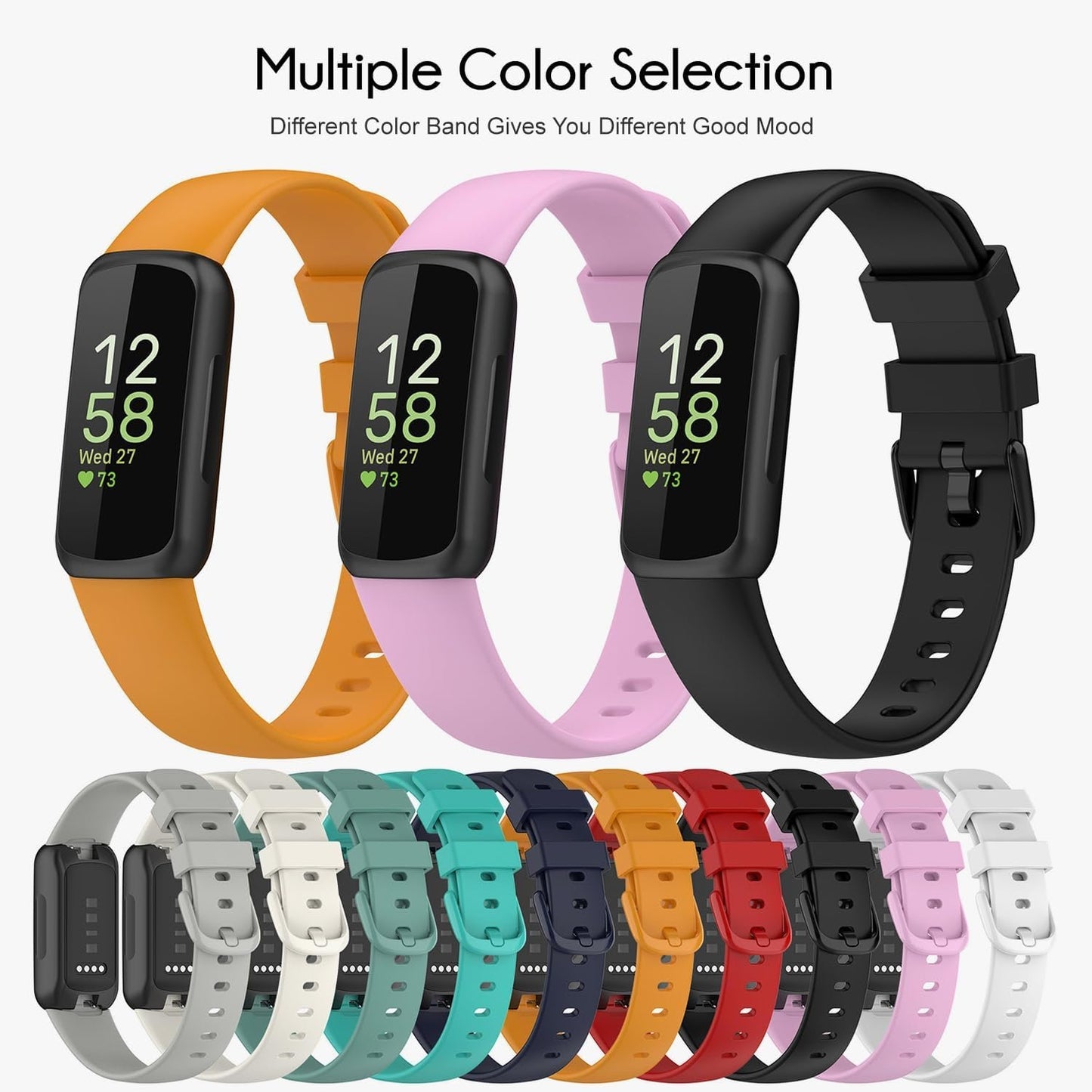 Nacorulu Compatible with Fitbit Inspire 3 Bands for Women Men, Soft Silicone Replacement Band for Fitbit Inspire 3 Smartwatch.