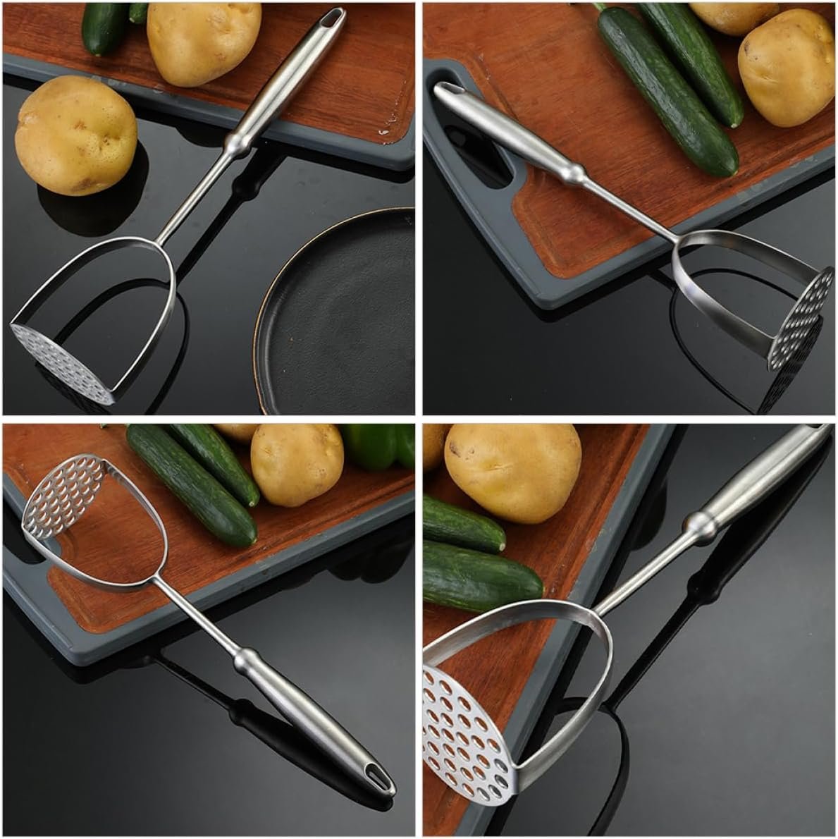 HOLIDYOYO Tools for Grinding Potatoes Set Kitchen Tools Kitchen Gadgets Kitchen Masher Press for Potatoes Dad Kitchen Utensils Crusher Beans Stainless Steel 304 Silver