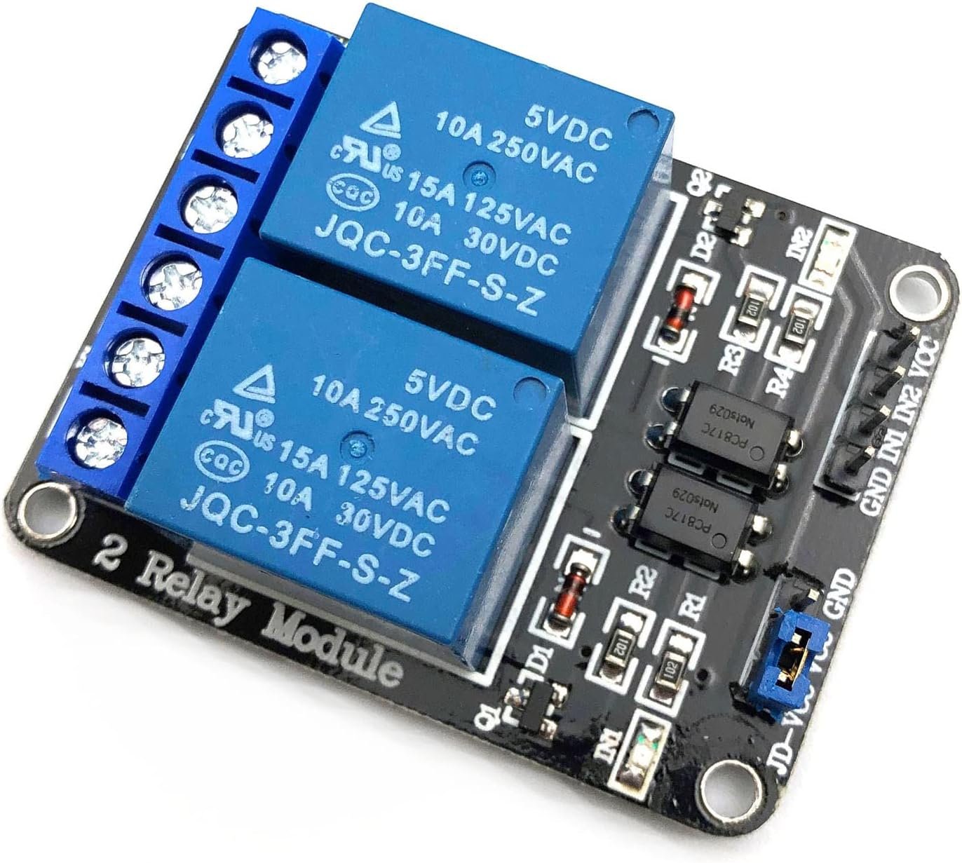 FainWan 2pcs 2 Channel Relay Module with Optocoupler 5V Active Low Level Amplifier Trigger JD-VCC Relay Power VCC Power