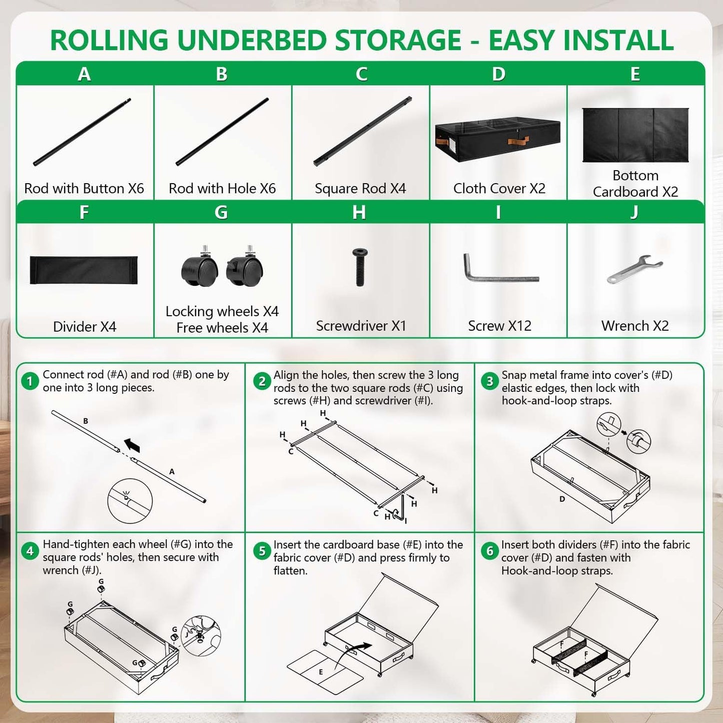 2Pack Under Bed Storage with Wheels, Scalable Under Bed Shoe Storage Containers, Clothes Organizer & Bedroom Furniture Organizers,Foldable Home Storage Bins for Bedroom Organization