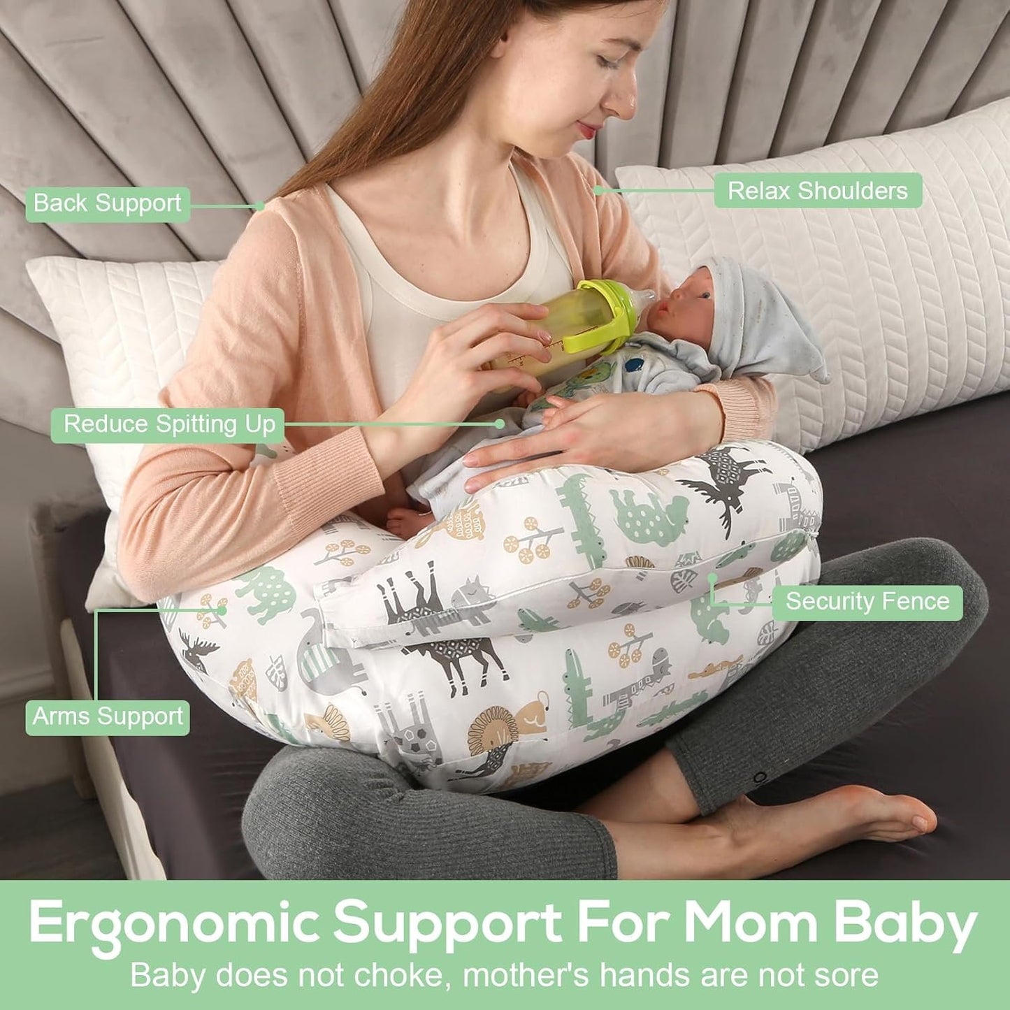 TREE.NB Nursing Pillow for Breastfeeding,Upgraded Multifunction Breast Feeding Pillows with Adjustable Waist Strap and Removable Cotton Cover for Breastfeeding Moms