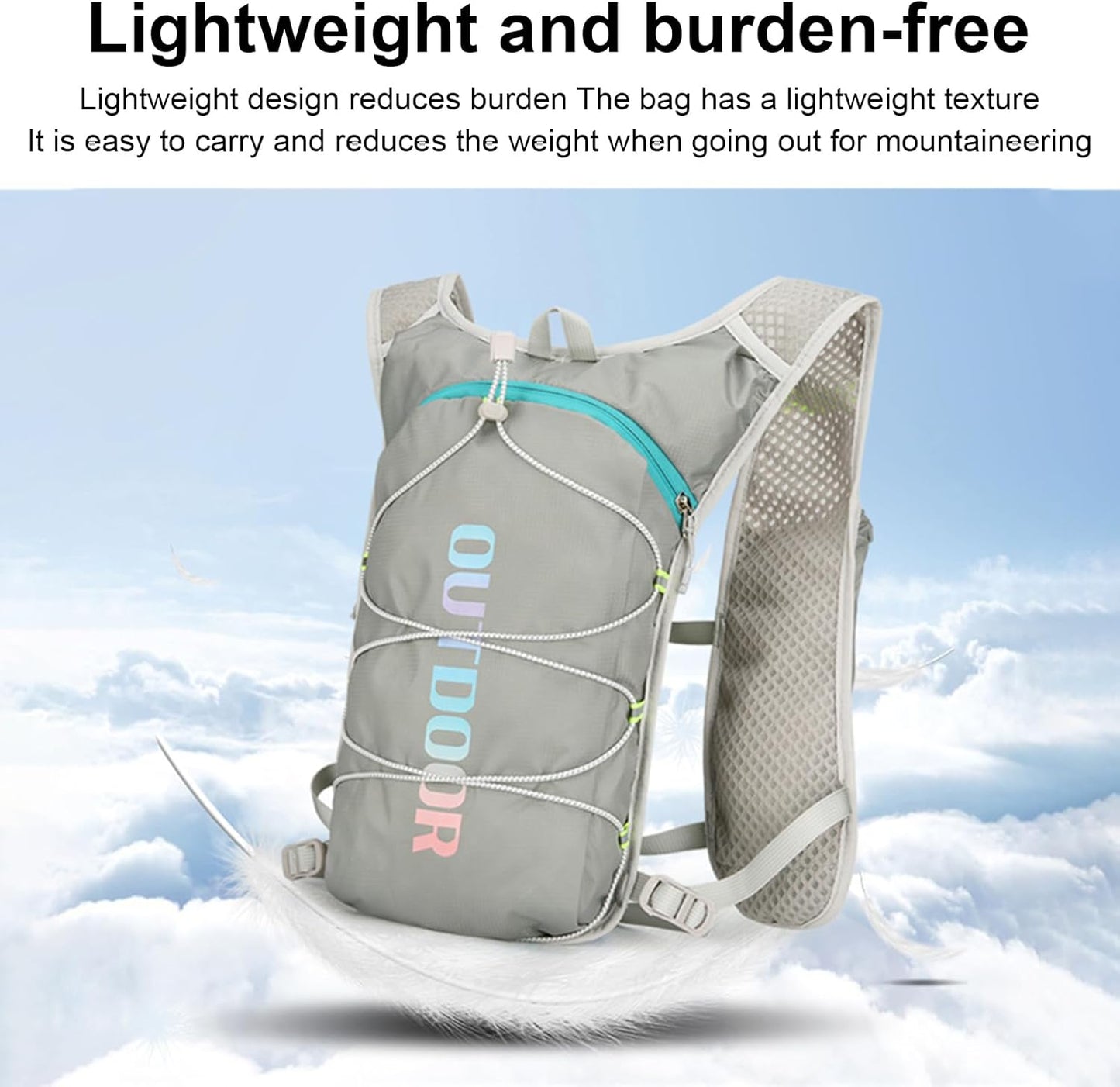 Hydration Pack, Hiking Water Vest, 8.66x14.96x1.97 Inches Multifunctional Lightweight Backpack, Leak Proof Hydration Gear for Travel, Cycling, Workout, Camping, Outdoor Fitness