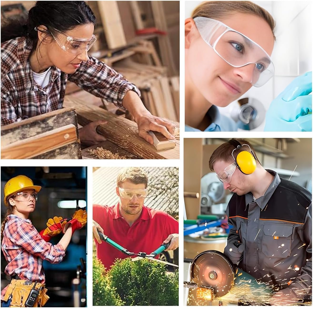 6 Pairs Clear Safety Glasses Over Eyeglasses Goggles Clear Glasses Anti- Fog/Scratch Eye Protection Polycarbonate Protective Eyewear Safety Goggles For Shooting, Lab, Outdoor, Workplaces