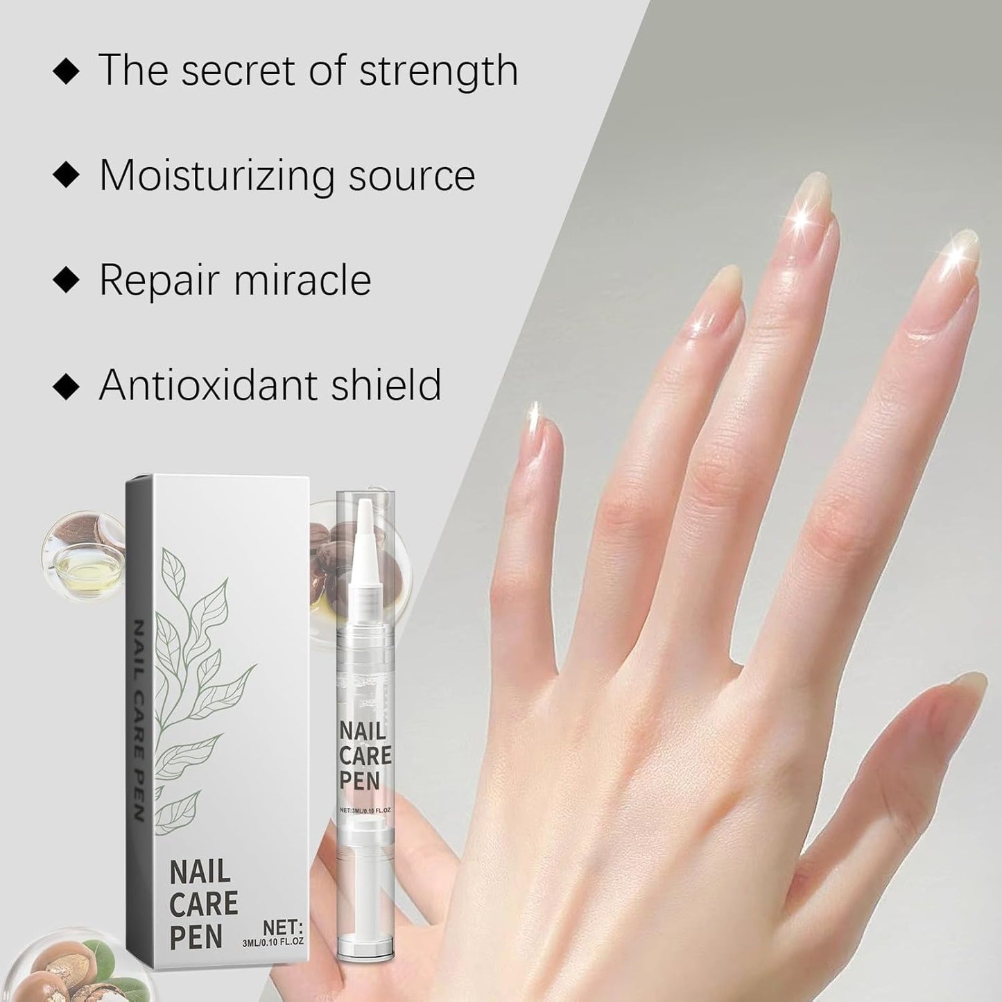 Nail CarePen 3 ml Nail CarePen Nail Re P Air Smooth Strong Clean Nail P Lant Ext Ract Care for Nail Winter Insoles (Silver, 12.5 x 1.8 cm)